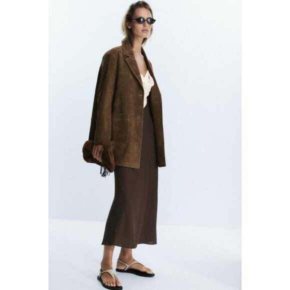 ZARA CONTRAST MIDI DRESS - Picture 4 of 10